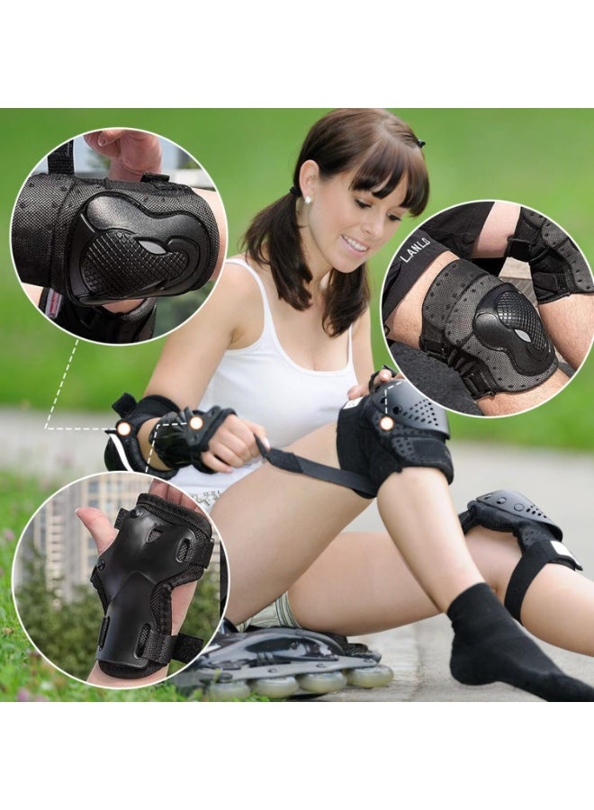 اسرلي وايت طقم واقيات الركبة (6 قطع) - يتضمن زوجًا واحدًا من واقيات الركبة، وزوجًا واحدًا من واقيات الكوع، وزوجًا واحدًا من واقيات المعصم. مصمم للتزلج على العجلات، وركوب الدراجات، وركوب الخيل، والتزلج على العجلات. - Image 5